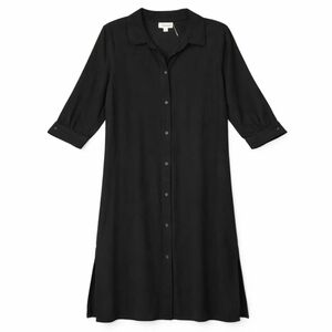 Elan Black Rayon Shirt Cover Up 3/4 Sleeve Button Front Boho Side Slits Small